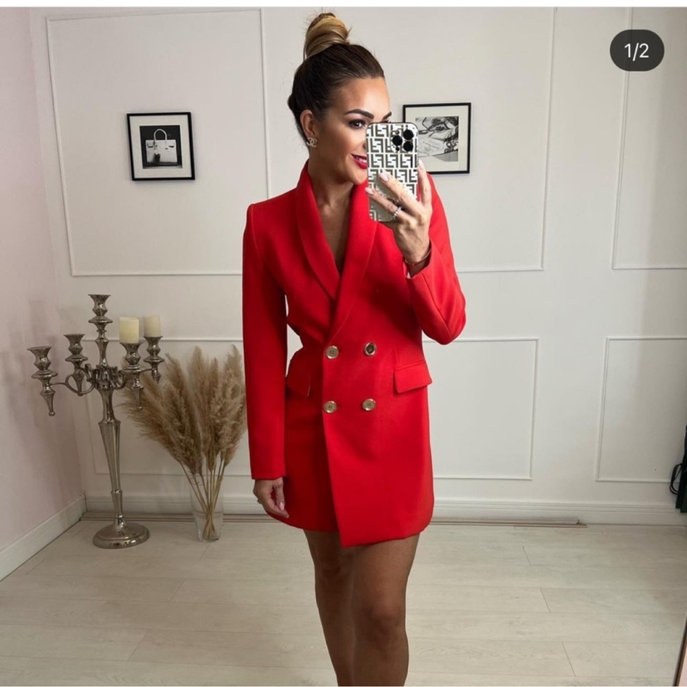 Zara red  Double-Breasted Blazer Dress